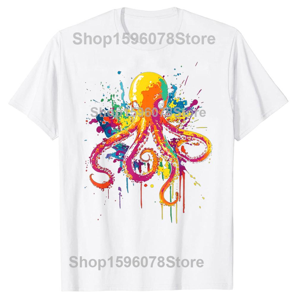 Funny Colorful Octopus Lover T Shirts Cotton Short Sleeve Birthday Gifts Mens Clothing Fashion Casual Loose Oversized T Shirt