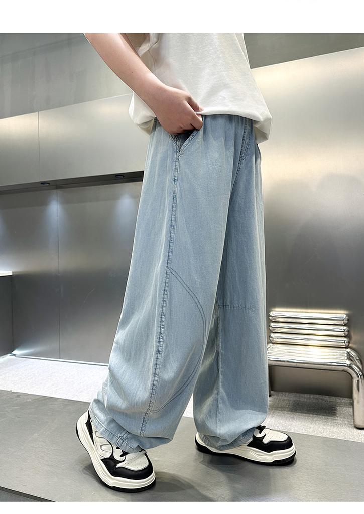 Boys' summer pants 2026 new item, mid size children's summer boys' leg binding children's thin wide leg workwear, mosquito proof pants