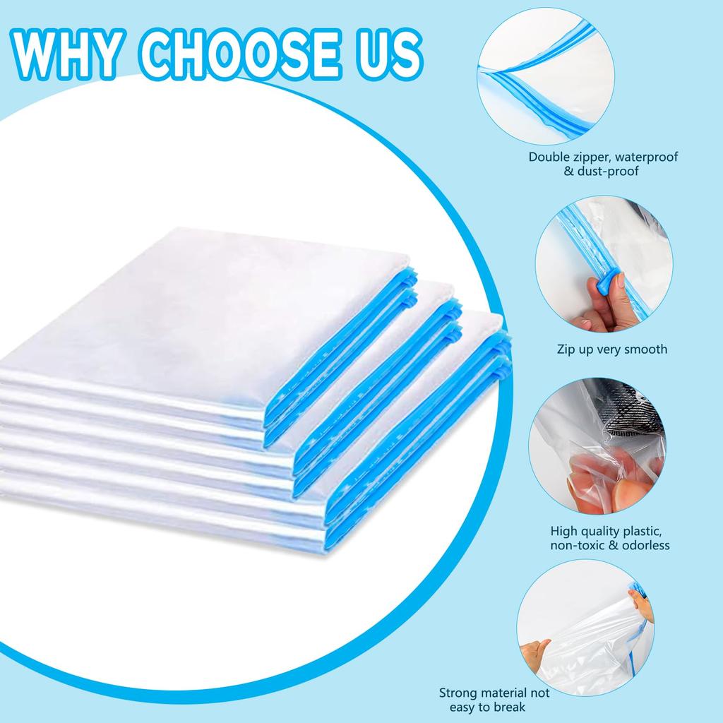 Multiple Sizes Vacuum Storage Bags Hand Roll Durable Space Saver Bags For Clothes Clothing Travel Accessories Suitcase Organizer