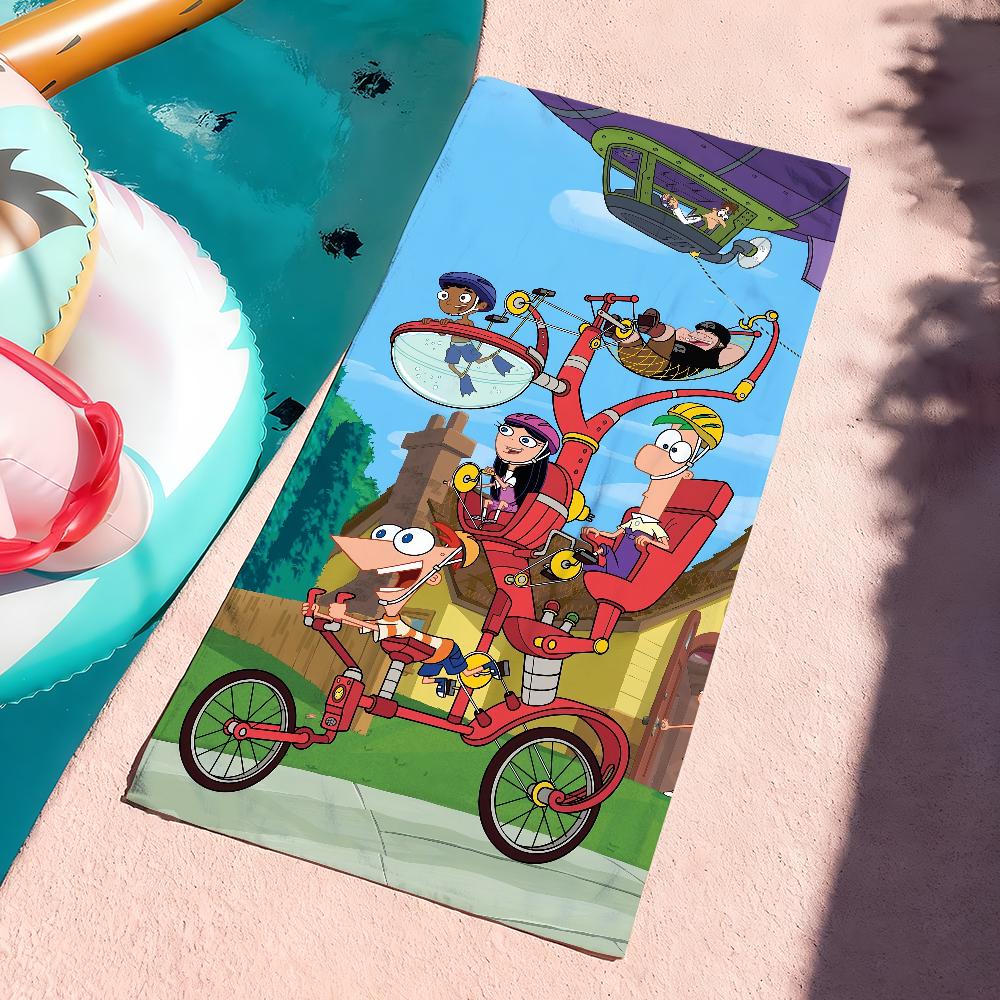 Cartoon P-Phineas and F-Ferb Towel Soft Pool Gift For Travel Gym Shower Camping Quick Dry Sports Large Beach Towels