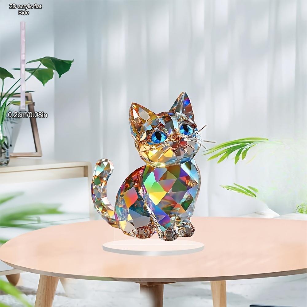 Decorazioni Appese Gatto di Cristallo Scultura Acrilica/ Statua Gatto da Tavolo per Finestre di Casa e Decorazioni per Feste, Decorazione Quattro Stagioni
