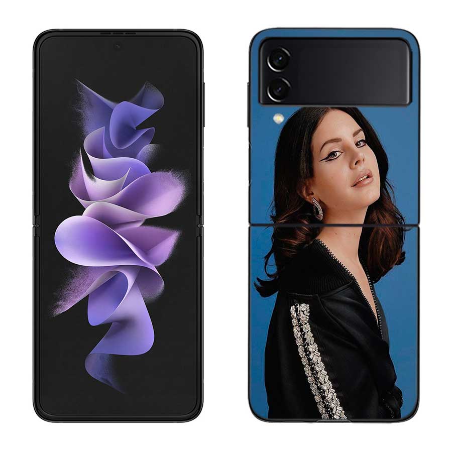 Singer Lana D-Del Rey Phone Case For Samsung Z Flip 7 6 5G Galaxy Z Flip 5 4 3 Black Hard Cell Cover Luxury PC Shell Coque