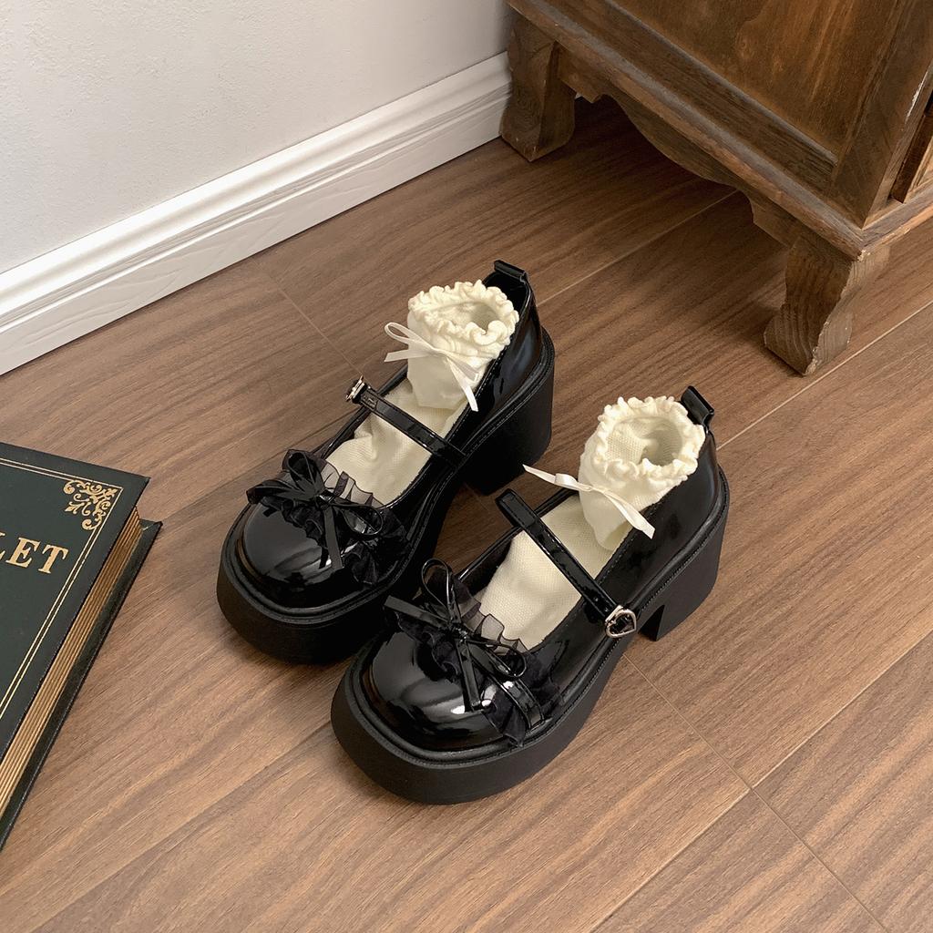 Retro Black British Style Thick High-heeled Small Leather Shoes Women's 2025 New Summer Skirt High-end Mary Jane Shoes