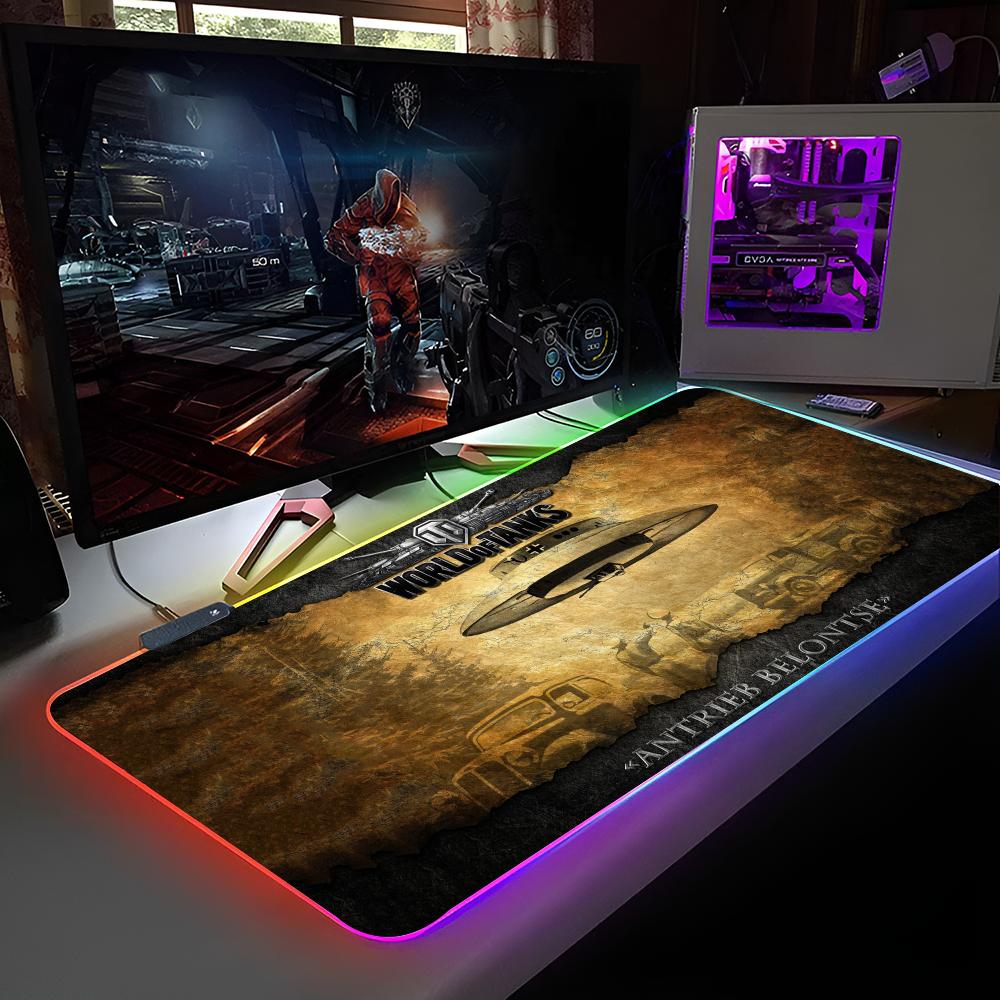HD W-World Of T-Tanks Mouse Pad RGB Backlit Mouse Pad Laptop Mouse Pad Laptop Gamer Computer Desk Gaming Accessories