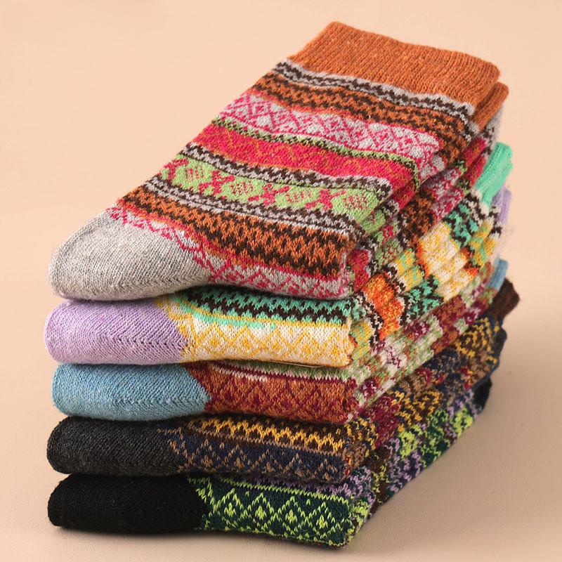 

Зимние теплые чулки с принтом, мягкие женские длинные носки, повседневные теплые носки 5 pairs