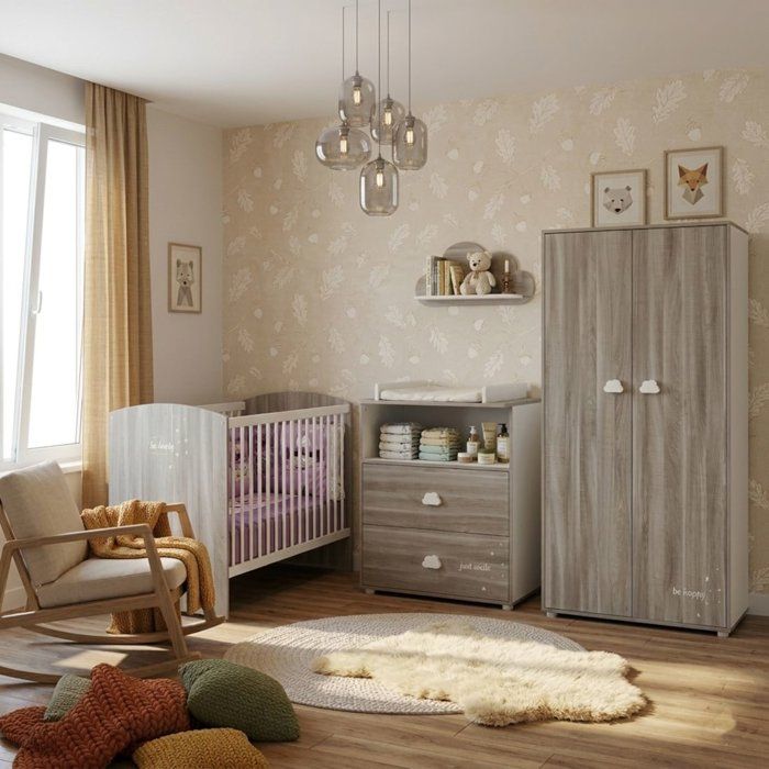 Commode à langer - Babyprice - Smile - Chêne silex - 2 tiroirs - 1 niche - En bois - Blanc