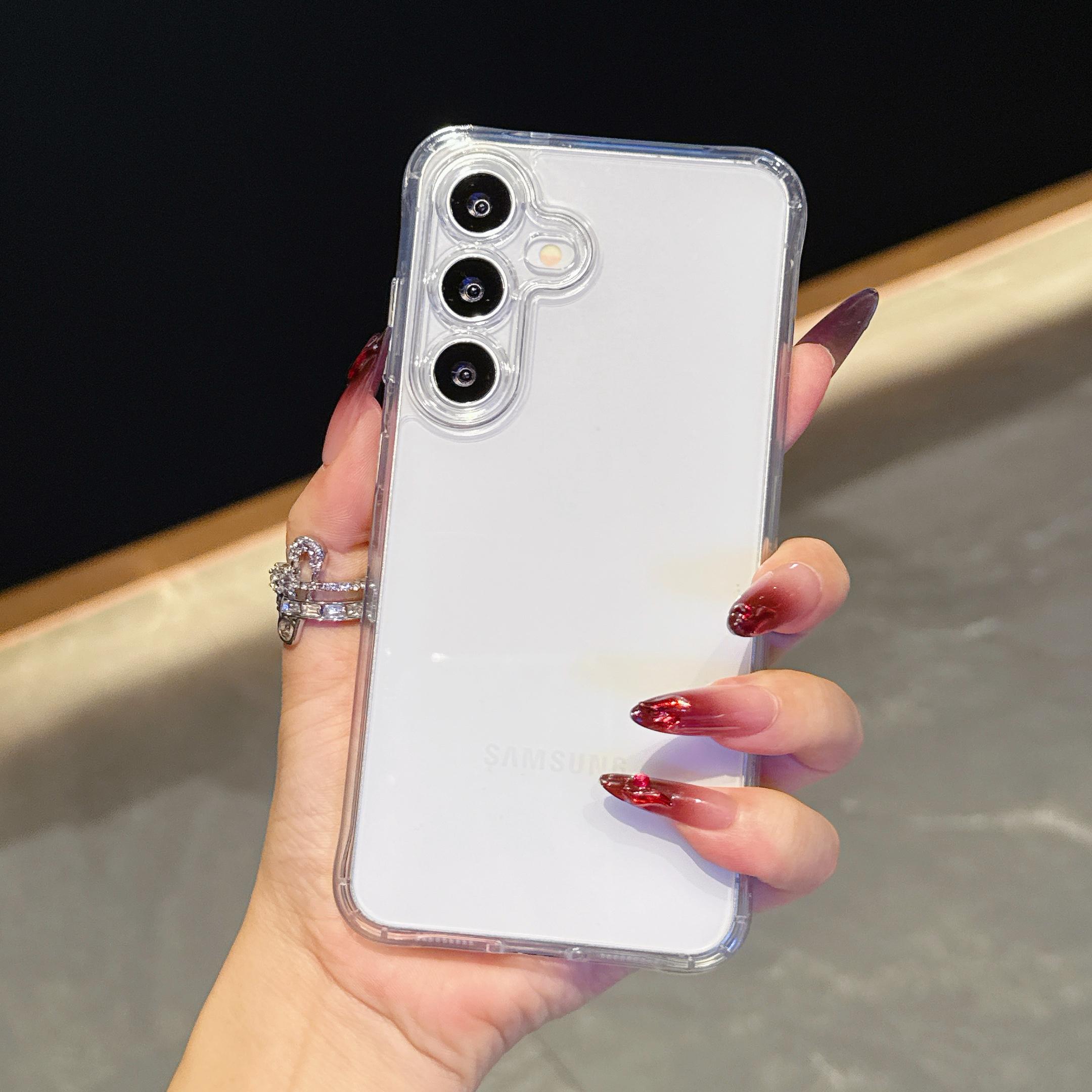 

Чехол-бампер конфетного цвета с точной защитой камеры для Samsung Galaxy S23 S24 S25 S24FE Прозрачная мягкая акриловая крышка для Samsung Galaxy A36 A56 A35 A55 A26 Samsung A36/A56 5G чистый