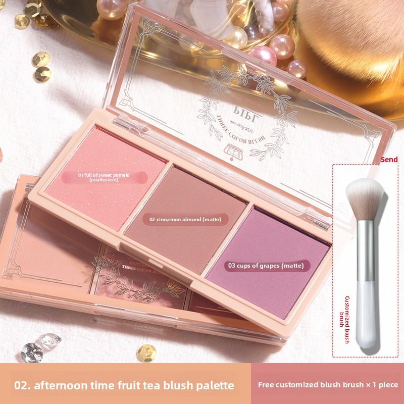 Three-color Blush for Nude Makeup Natural Matte, Long-lasting