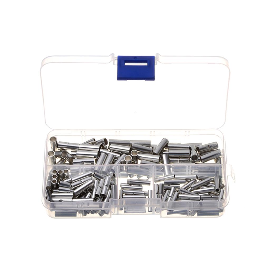 200PCS Box Non Insulated Butt Connectors Uninsulated Electrical Wire Ferrule Cable Crimp Terminals with Storage Case