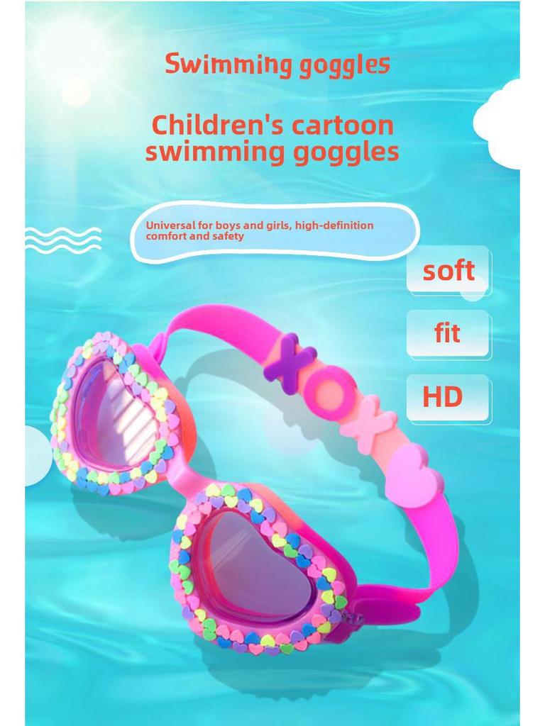 Wodoodporne okulary pływackie dla dzieci z kreskówkowym wzorem, maska do nurkowania zapobiegająca parowaniu dla chłopców i dziewcząt, możliwość personalizacji logo