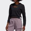 Adidas Training Sports Crew Neck Cropped Sweatshirt Women Tops Black FL2059