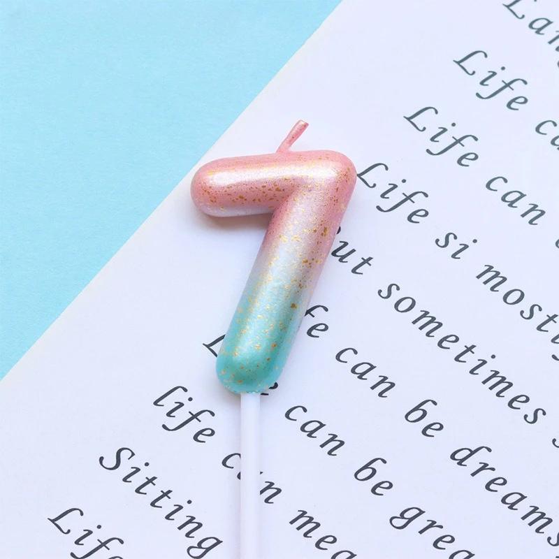 Happy Birthday Cake Decorated Interstellar Digital Colorful Candle Children's Delicate Candy Color 0-9 Number Candle Party Decor