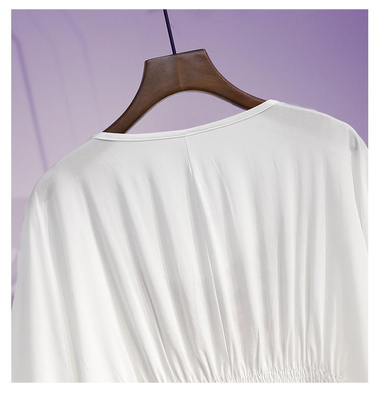 Dámská šifonová košile s retro potiskem na jaro/léto 2024 s volným úzkým pasem