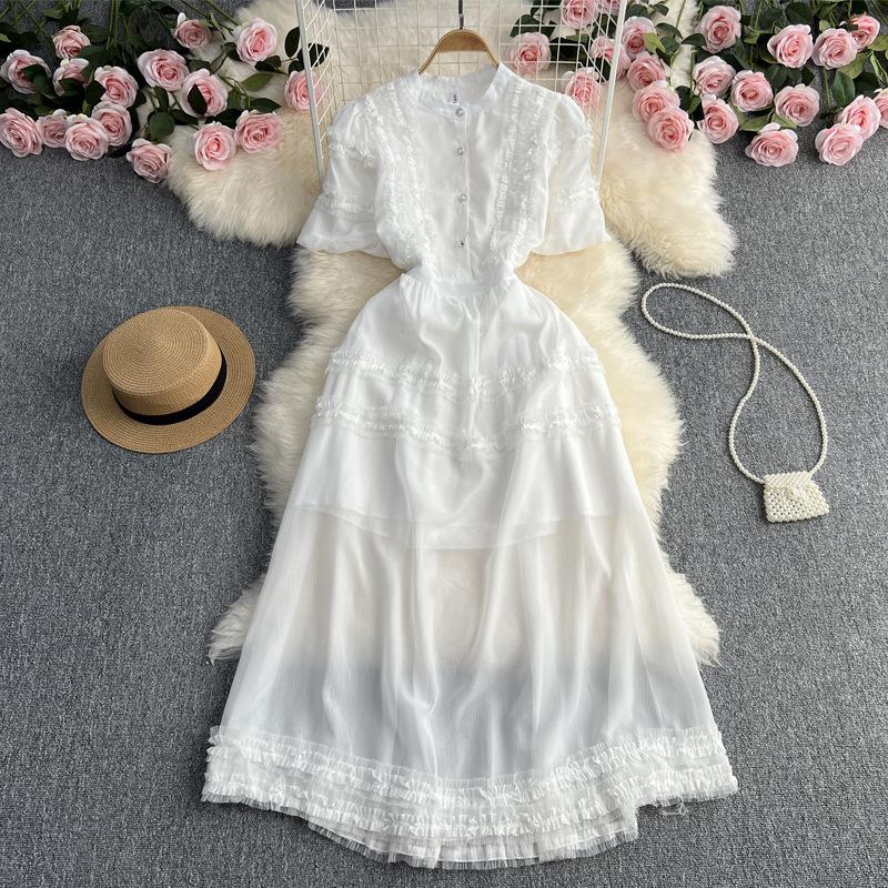 French temperament socialite dress women s summer new high-end large size slim and thin lace skirt One size fits all белый
