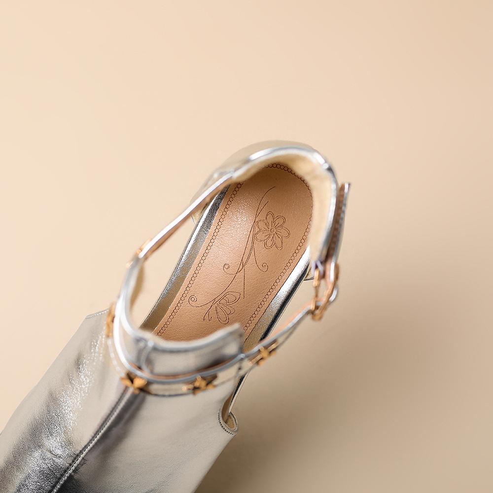 Zlaté Stříbrné Dámské Sandály Střední Podpatek Malá Velká velikost 32 48