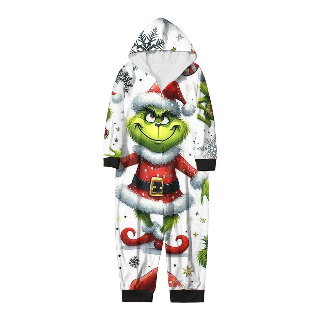 Rodzic-Świąteczny Nadruk Rodzic-Dziecko Kaptur Zapinany na Zamek Jednoczęściowy Domowy