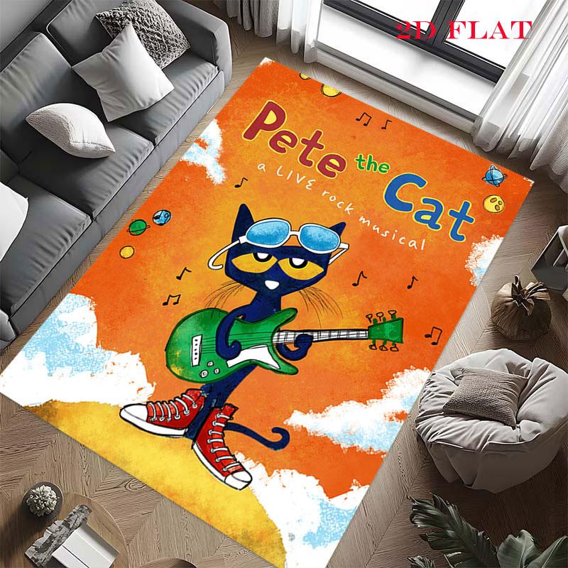 Pete Cat Magic Carpet Rug for Living Room Bedroom Home Sofa Decoration,Kids play Nonslip Floor Mat