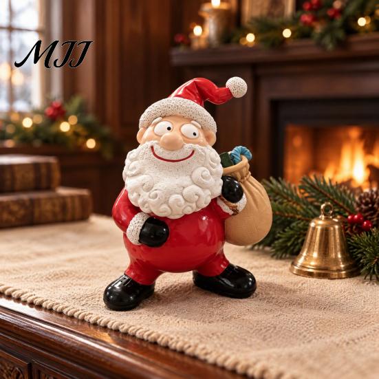 Christmas Party Table Centerpieces Santa Claus Resin Ornament, Hand Painted Festive Figurine, Vintage Durable Decor for Window Display Style