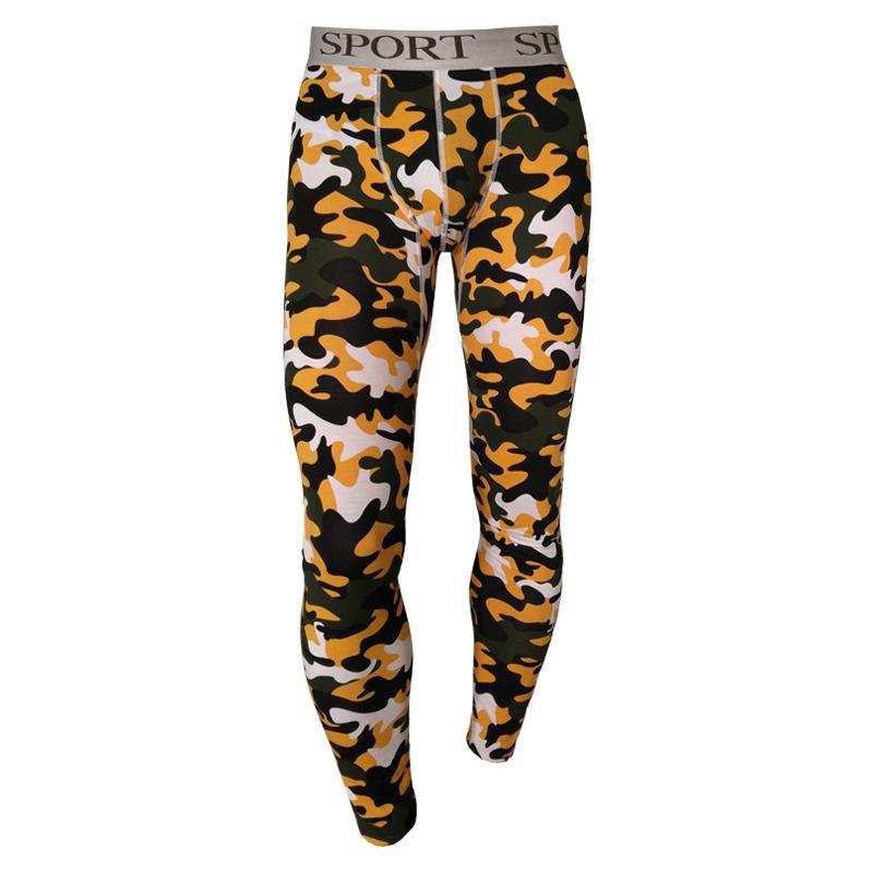 Men's Striped Camouflage Cotton Long Johns - Warm Autumn/Winter Underwear Pants