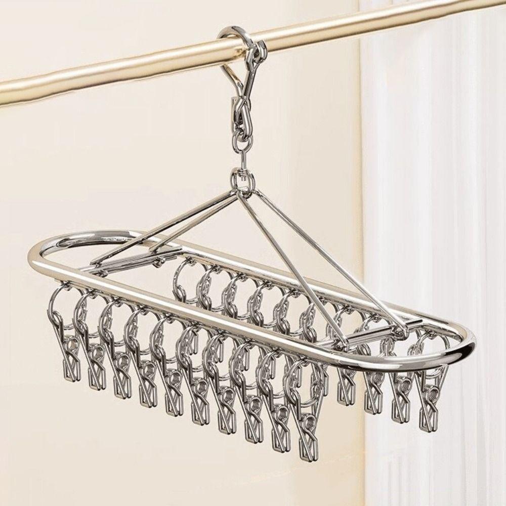 20/30 Clips Socks Drying Rack Stainless Steel Underwear Socks Holder Sock Laundry Airer Balcony