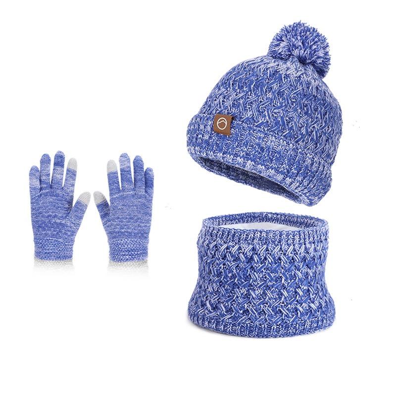 Winter Children's Hat, Scarf, Gloves, Three Piece Set, Anti Cold Ear Protection, Head Cover, Woolen Hat with Plush Insulation