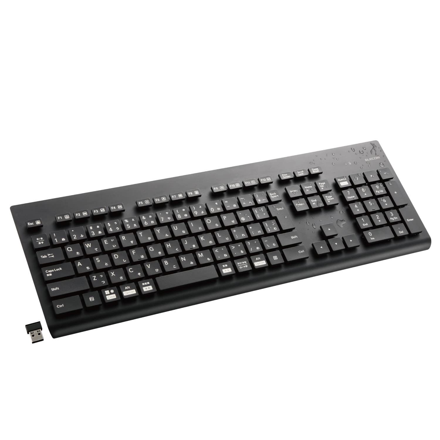 

ELECOM Washable Wireless Keyboard Waterproof IPX5 Compatible Membrane Full Size with Numeric Keypad Antibacterial Black TK-WS02DMKBK