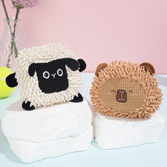 Plush Squeaky Dog Toy with Short Mop Velvet Interactive Stuffed Toy for Small Medium Large Breeds Cute Animal Soft Dog