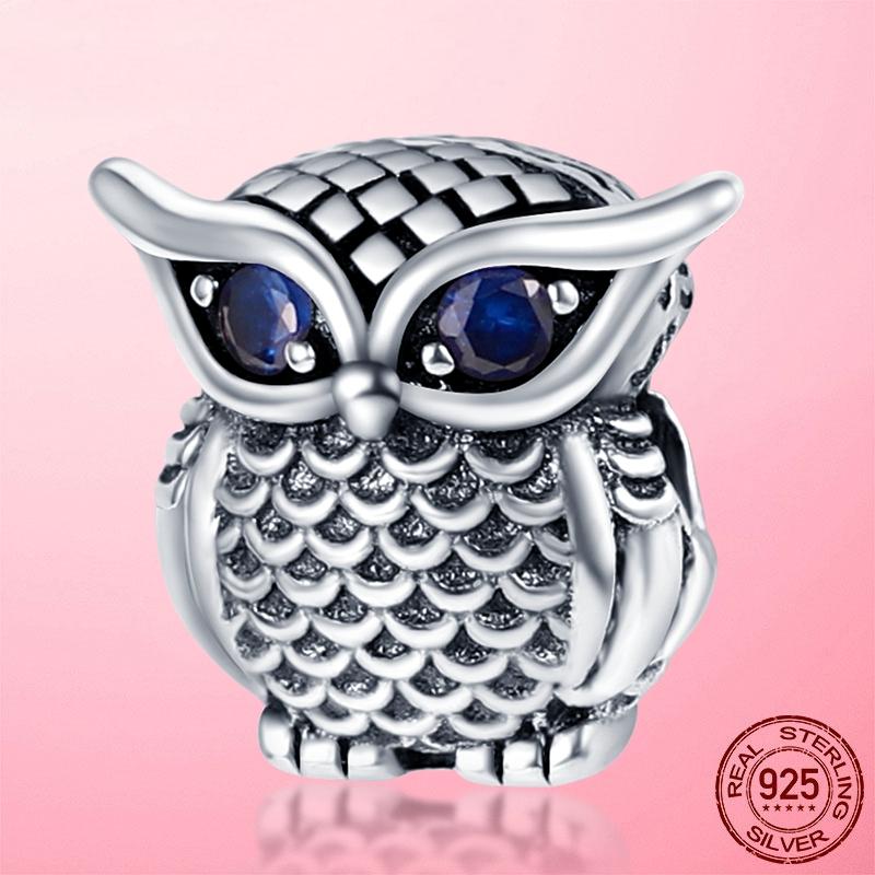 Authentic Design Owl Decorative Charms Genuine Copper Enamel Owl Nighthawk Charm Decorations Bead Elements Accessories Bracelets Metal Jewelry