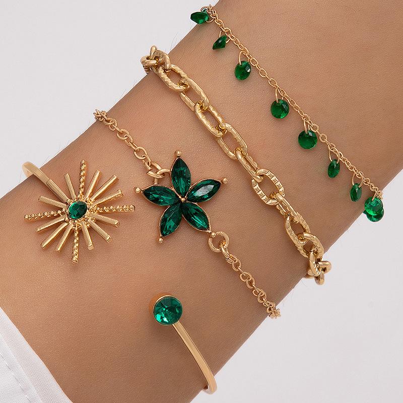 Premium Jewelry, Colored Flower Diamond Four-layer Bracelet, Leaf Sunflower Bracelet Wholesale