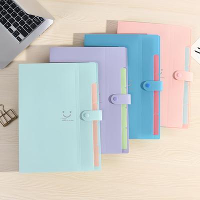 A4 Multi-Layer Folder File Bag Candy Color Five Grid Organ Bags Large Capacity Korean Simple Office School Supplies Stationery