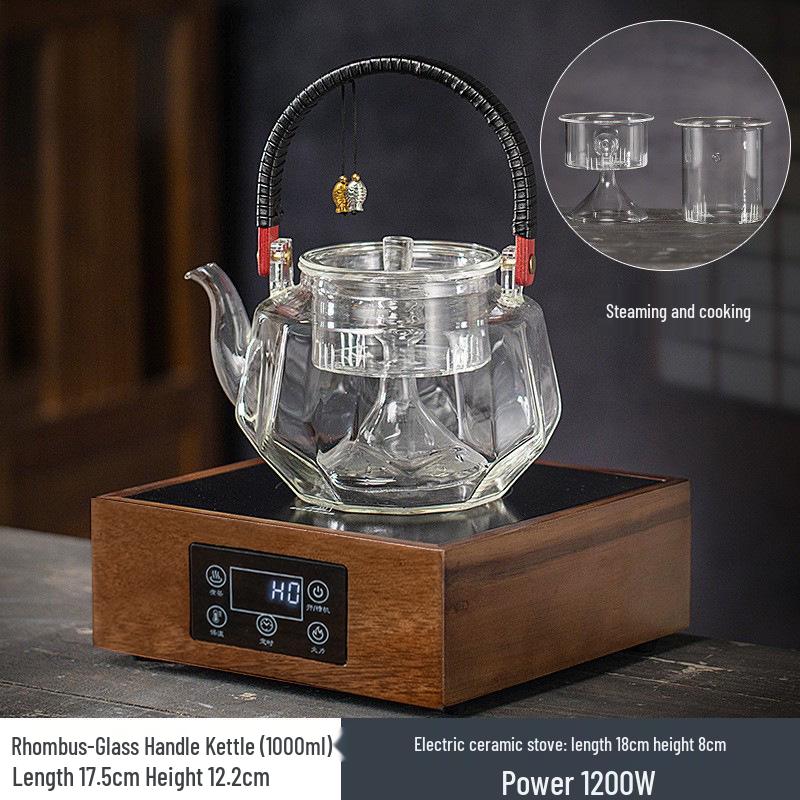 Glass Tea Kettle & Brewing Set for Induction Cooker: White Pot for Boiling, Steaming & Health-Preserving Tea at Home