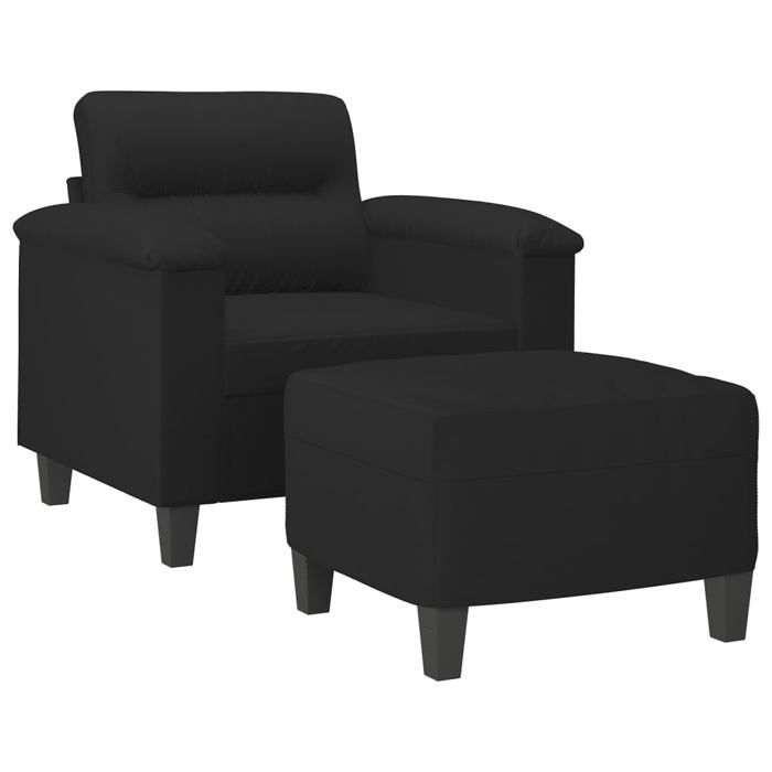 VidaXL Armchair with Footrest Black 60 Cm Microfibre Fabric, Sofa, Armchair, TV Armchair, Single Sofa, Sofa, Sofa 3201228