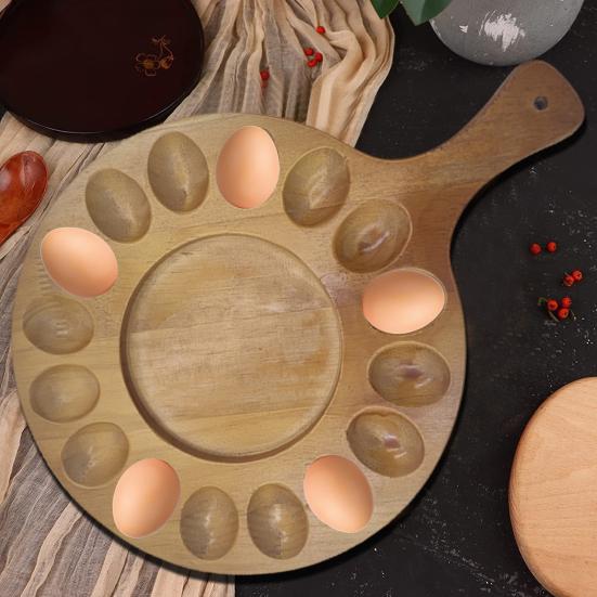 

Подставка для яиц на 16/24 ячейки, фаршированные яйца или сыр, деревянная подставка для яиц, многоцелевая пасхальная тарелка для яиц A