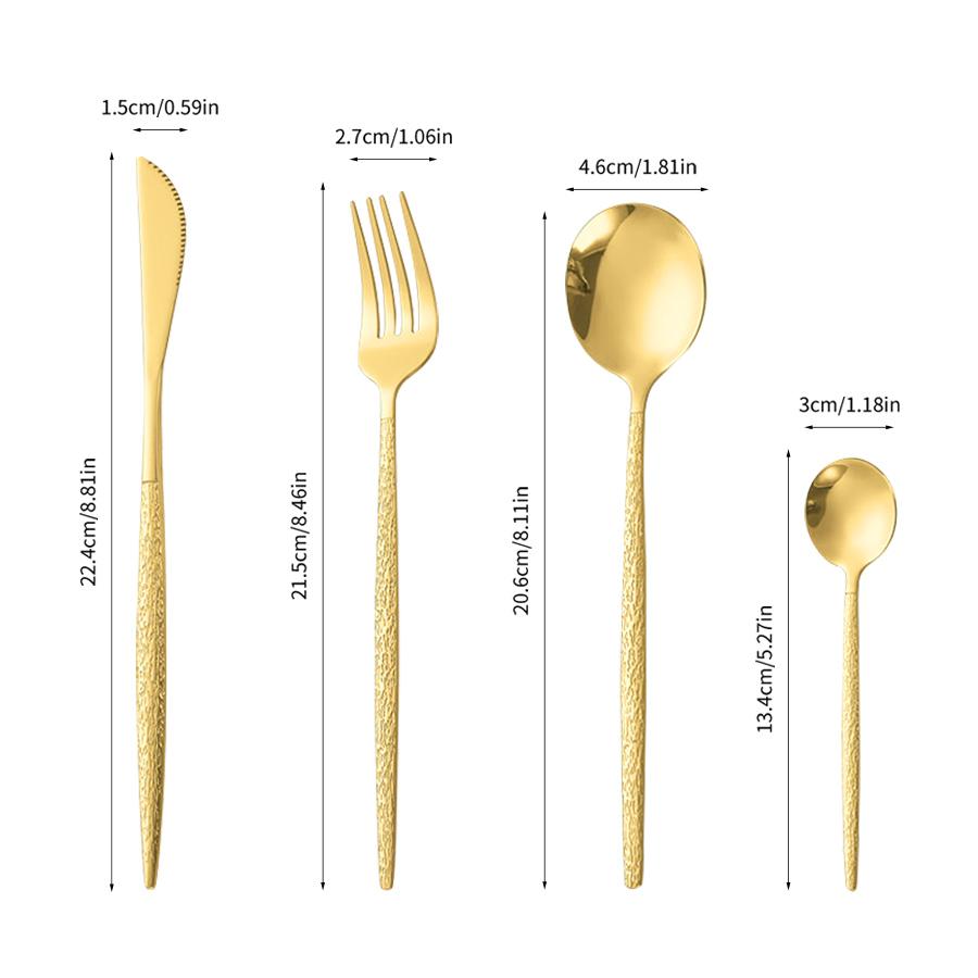 4/6/16/24pcs Stainless Steel Gold Cutlery Set Crack Handle Portuguese Style Cutlery Set Suitable for Family Hotel Restaurant