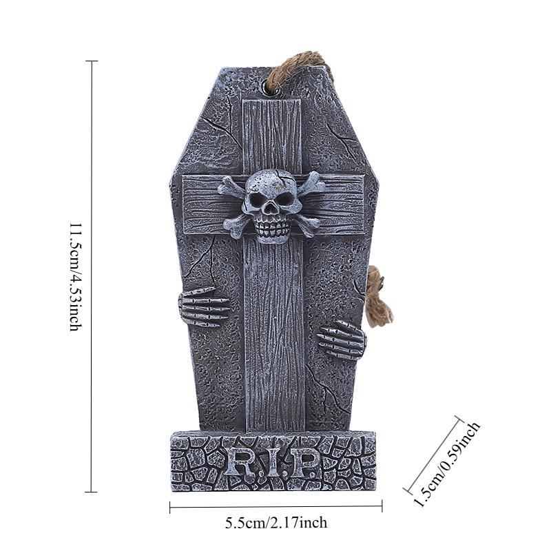 Halloween Skulls Tombstones Pendant Decoration Haunted House Cemetery Coffin DIY Garden Yard Outdoor Halloween Party Prank Props