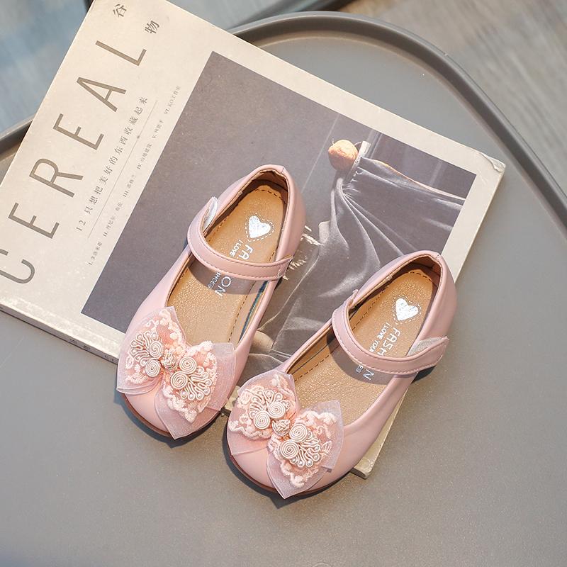 New Children's Leather Shoes Mary Janes Sweet Elegant Princess Shoes for Girls Spring Autumn Kids Causal Flat Dress Single Shoes