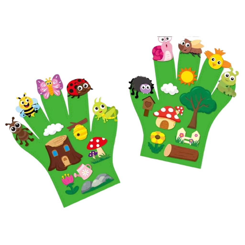 2Pcs Animals Felt Story Finger Puppets DIY Making Kit Education Gift Interactive for Home Classroom Activities Early Learning