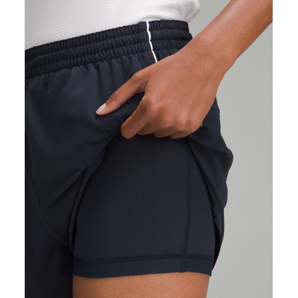 Lululemon Lightweight High Rise Relaxed Short 3   Long Liner True Navy White