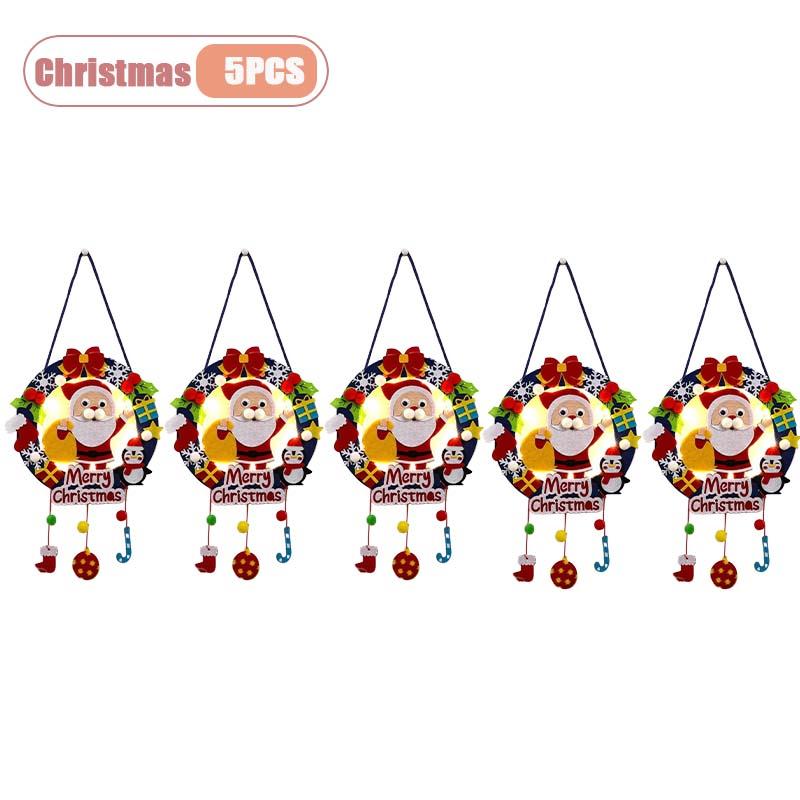 Handgemachter Kinder DIY Weihnachts-Kranz Leuchtende LED-beleuchtete Feiertagsdekoration Weihnachtsbaumschmuck Geschenk Klassenzimmer Weihnachts-Bastelarbeit