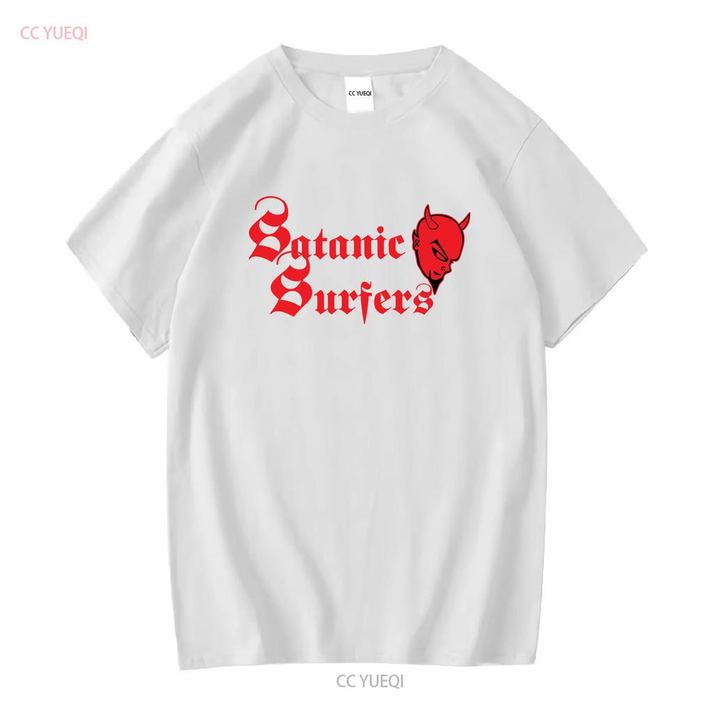 T-shirt con Logo del Diavolo Satanic Surfers Vestiti di Marca Lavaggio Vintage Traspirante Versatile Elasticizzato Moda Leggermente Grafica
