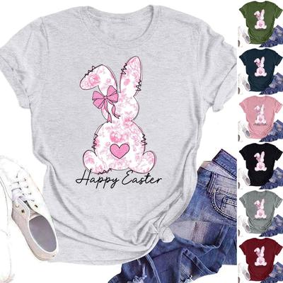 Women's Fashion Printed Round Neck Short Sleeve T-Shirt Pullover Top