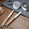 Wooden Handle Wok Spatula 304 Stainless steel spatula cooking Utensils spoon long handle Large Size turner Fried Steak Shovel