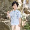 Qibo Boys' Summer Hanfu Short Sleeve Top