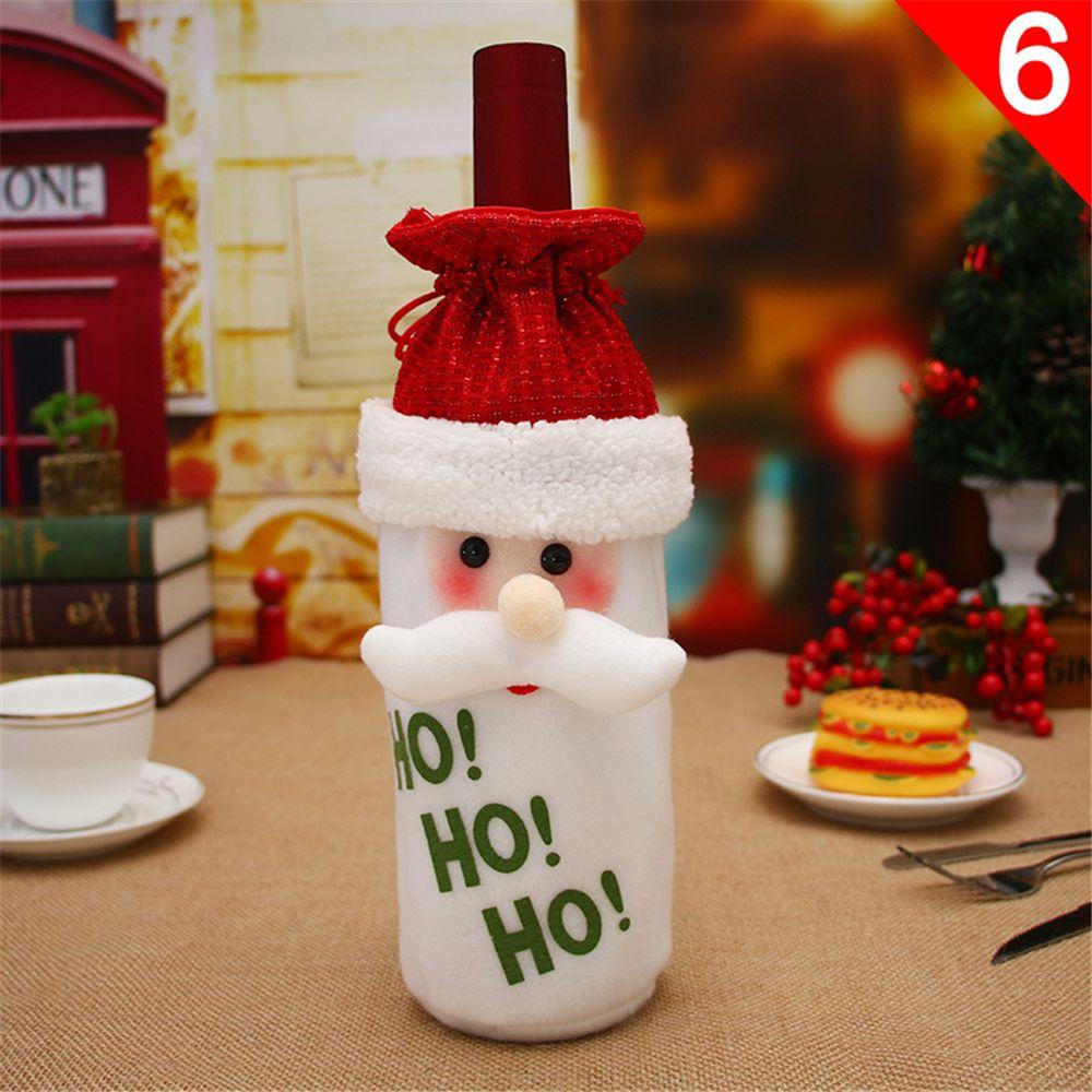 Charming Santa Claus Deer Wine Bottle Cover Bag Dinner Table Decor Champagne Package Christmas