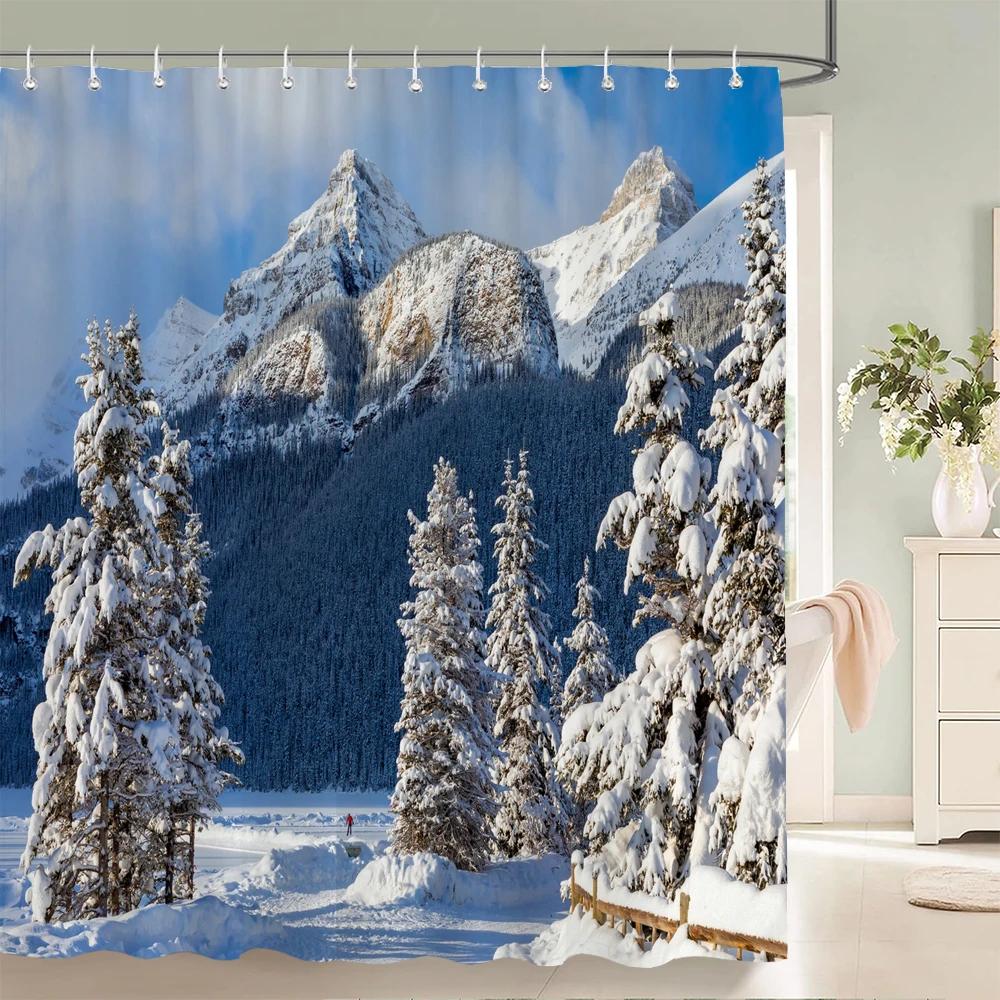 Scenery 3D Bathroom Curtains Natural Landscape Printed Shower Curtains With Hooks Home Decoration Waterproof Fabric Bath Screen