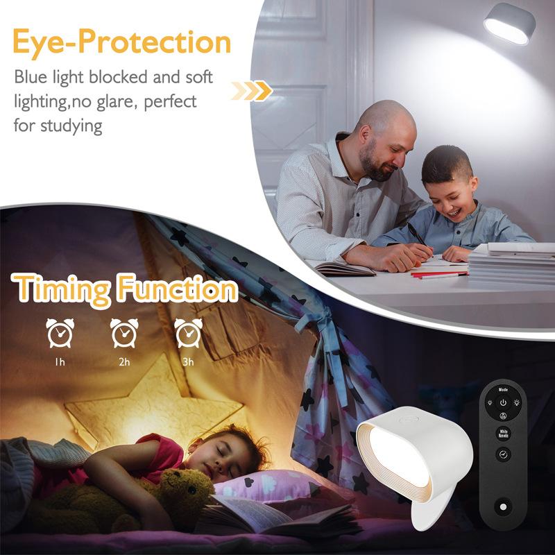 USB Wiederaufladbare LED Magnetische Wandleuchte Touch Leselampe RGB Beleuchtung mit Fernbedienung Drehbar Tragbares Nachtlicht