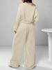 Women's Casual Solid Color Off-Shoulder Knit Sweatshirt Set