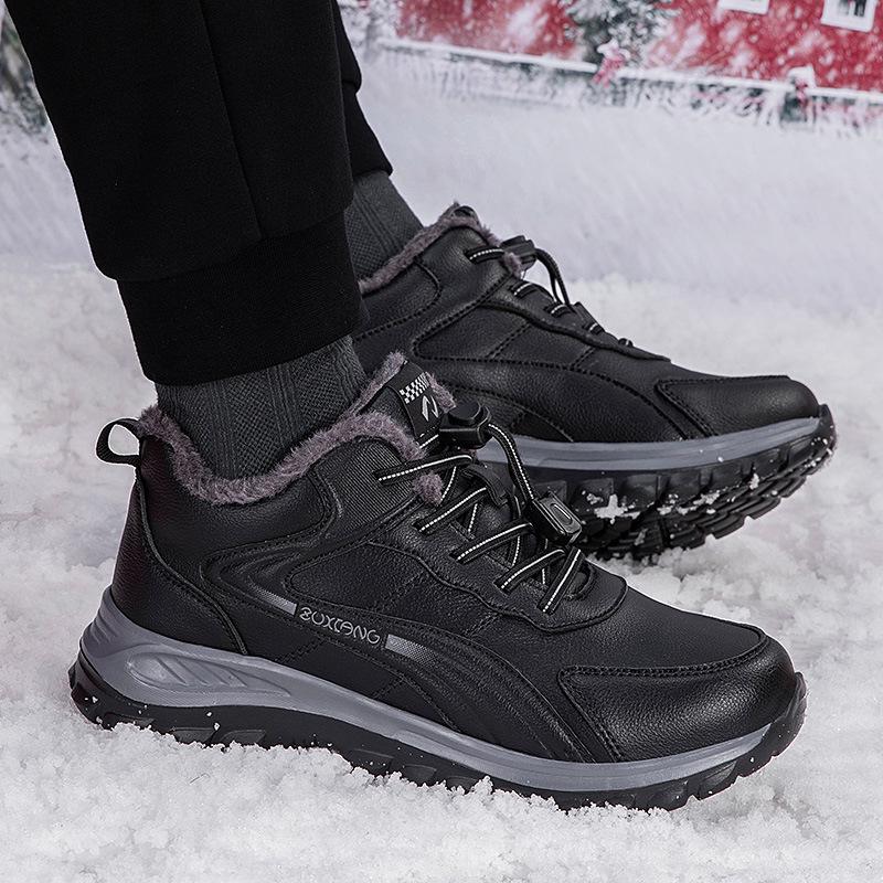 Chaussures d'hiver imperméables pour femme - Doublées de velours, antidérapantes, en laine, semelle souple pour le confort des personnes d'âge moyen