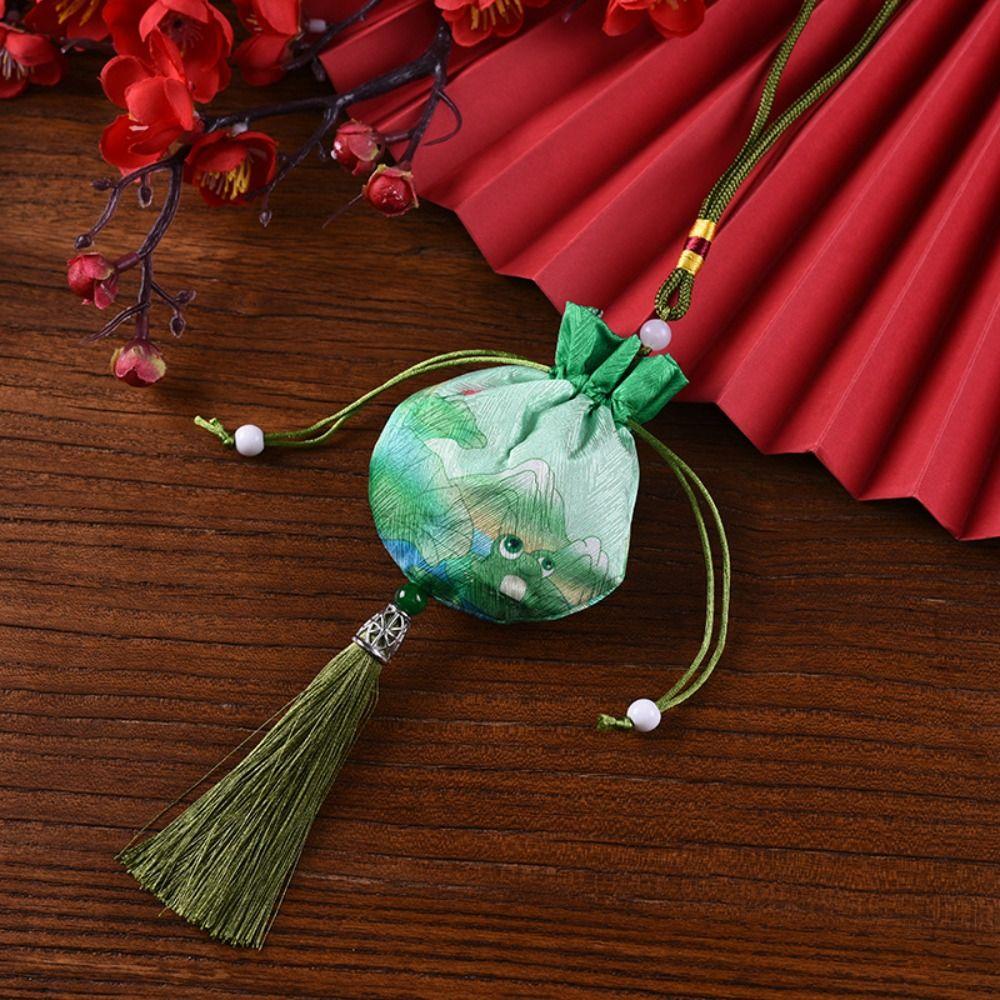 

Сумка для хранения ювелирных изделий, сумка на шнурке, китайский стиль, маленький пустой мешочек, подарок зелёный