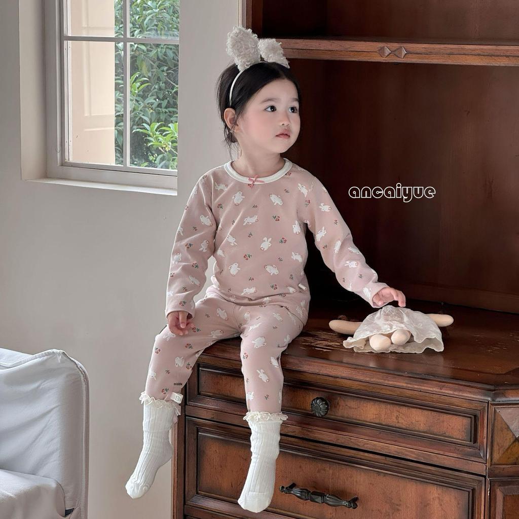 Children's 2025 Pure Cotton Autumn Pajama Set - Unisex Cartoon Print Warm Home Wear